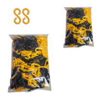 동광세이프티 플라스틱 체인 황색 + 검정 8mm x 5m 2p + 플라스틱 연결고리 2p, 2세트