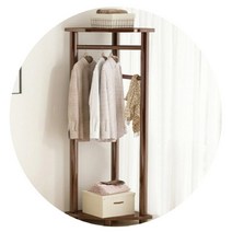 옷걸이 모서리 공간활용 대나무 선반 2단행거(A 월넛)