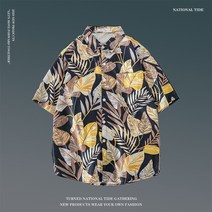 남자 플라워 셔츠 빈티지 비치 해변 플라워 커플 셔츠 반팔 남자