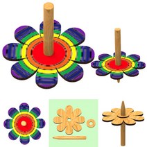 팽이 만들기 키트 (꽃잎) 별 펭이 공예 DIY 나무 창작용 과학 교육 색 혼합 실험 교구