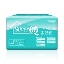 [살구나무몰] 실버큐 성인용기저귀 남성전용 홀인원 패드 30매 국내제작 통기성 무형광 요실금 노인 환자 소변패드, 30개