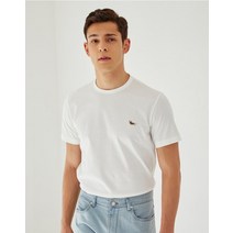 [닥스 남성] [[22SS]] DMTS2B502WT [LF몰단독][Love Edition] 닥스훈트 로고 와펜 화이트 라운드 티셔