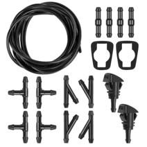 Miytsya 윈드실드 와셔 호스 키트 5M 커넥터 12개 팬 노즐 2개 고무 개스킷 자동차 워터 펌프와 연결 앞유리 적합블랙 USA 미국, Black#221_1 PC