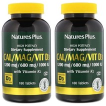 Natures 칼슘 마그네슘 Cal Mag Vit D3 with 비타민 K2 180정 X2팩, 1개, 180개