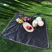 봄 소풍 해변 바다 피크닉 나들이 여행 여의도 여의나루 뚝섬 잠실 한강 공원 이쁜 체크 무늬 감성 대형 PVC 돗자리, 피크닉 돗자리(850g), 블루