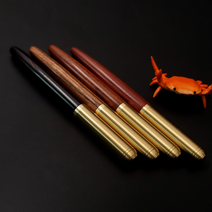 야자컴퍼니 라지사이즈 우드볼펜 황동볼펜 나무 시가형 4색 추가 펜심 제공, 월넛 브라운