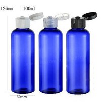 24x100ml 코발트 블루 빈 둥근 어깨 플라스틱 로션 화장품 및 샴푸 포장 스크류 캡, [02] Clear Cap