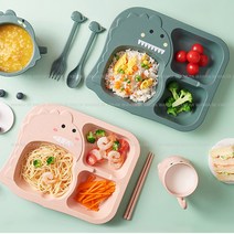 유아식판 어린이식판 가정용식판 유치원식판 식판도시락 다식판 자율배식대, 2공룡식판세트-핑크