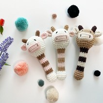 코코얀 송아지 아기 딸랑이 코바늘 뜨개 DIY 키트, 핑크카우