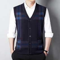 남성브이넥가디건 2022 가을 가디건조끼 스웨터니트셔츠 베스트 민소매 미드 노년 비지니스 BH12 P45 4996113558