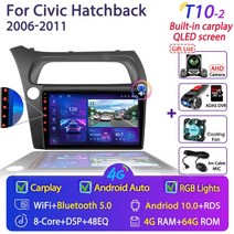 혼다 시빅 해치백 2006-2011 android car radio 멀티미디어 비디오 네비게이션 2 din 스테레오 dvd 헤드 유닛 액세서리 스피커, t10-2-camera-64g dvr