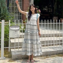 유행의미아 플라워 프릴 어깨끈 롱원피스(o38584)