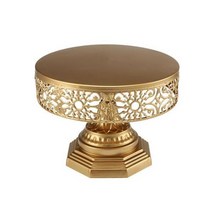 80% 레트로 웨딩 케이크 스탠드 원형 금속 파티 디스플레이 받침대 플레이트 장식 신상315295, 25cm Golden