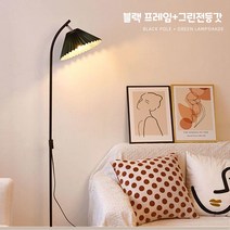 거실 침실 장스탠드 홈 인테리어 스탠드 밝기 3단계 조절 9W 전등 포함, 블랙+그린