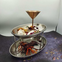 해산물 접시 플레이팅 스시 초밥 오마카세 그릇 일식, 3층 타워 소판 + 중판 +대판 브라켓 2개