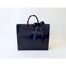 완성 리본 쇼핑백 /기프트아이, 블랙쇼핑백+블랙리본, 3장