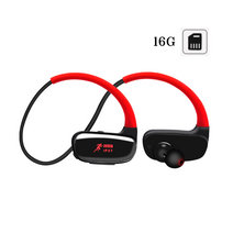 MTSHOP IPX7급 방수 러닝 수영 블루투스 무선 이어폰(블랙/레드)(16G 메모리), 블루투스+16G메모리, 레드