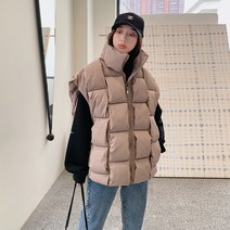 순이들 여성 블록 오버 패딩조끼