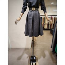 모조에스핀 핀턱 자가드 플레어 스커트 S221MSD002-BKS221MSD002