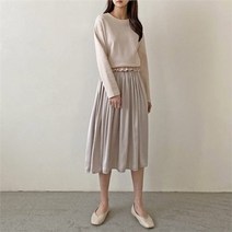 셀러허브 패션 여자 후레아 하비 사틴 공단 하객 돌잔치 미디 스커트
