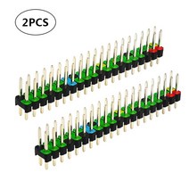 2pcs 2x20 핀 스트립 듀얼 남성 헤더 라즈베리 파이 4 제로 2W 더블 행 20 GPIO 다채로운 스태킹 확장, [01] 2PCS