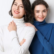 가을과 겨울 여성의 슬림 높은 목 긴 소매 니트 셔츠