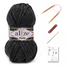 마마니트 알리제 슈퍼라나 메가필 쁘띠목도리 DIY 세트, 196 차콜그레이