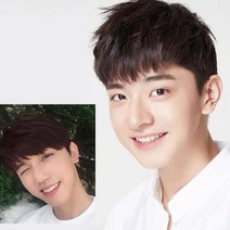 인모 부분 앞머리 가발 엠자 커버 똑딱핀 붙임머리, LD-1073 남자앞머리가발_내츄럴블랙