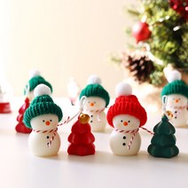 [플로꽁] 눈사람 미니트리캔들세트 크리스마스 트리캔들 인테리어 캔들, 눈사람+미니트리(레드)SET, D타입향(그린)