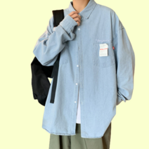 30대 남성 중학생 빅사이즈 청남방 빈티지 긴팔 데님 셔츠 봄 가을 겨울