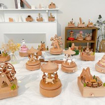 인테리어 소품 빈티지 회전목마 발레리나 원목 멜로디 우드 오르골 27타입, 16_전원 주택