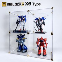 피규어 건담 레고 장난감 아크릴 진열장 장식장 진열대 케이스 엠블럭스페셜 X6타입 2층X2칸 4칸(앞/뒤덮개포함), 05.스페셜X6타입 2층X2칸 4칸형(흰색+골드)