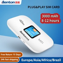 벤튼 잠금 해제 4g lte 휴대용 와이파이 라우터 포켓 핫스팟 mifi sim 카드 플러그 앰프 VPN 150mbps 고속 3000mah 무선 lte usb 라우터 모뎀, 3-번들1