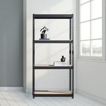 앵글선반 철제 창고 다용도실선반 4단 600 x 500 x 900, 화이트, 12mm 강화 MDF 보드