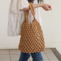 [바보사랑] A-13 셀럽 네트백 브라운 - 왕골가방 비치백 라탄백