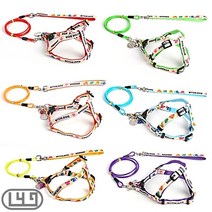 이쁜 반려동물하네스세트 형광와이어 리드줄연결 여름, 상세페이지 참조