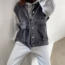 먼데이홀릭 오버핏 청조끼 먼데이홀릭 오버핏 청조끼 캐주얼 데님 베스트
