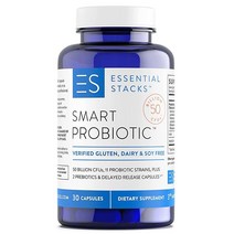 Essential Stacks Smart Probiotic - 50 Billion CFUs 11 Probiotic Strains 2 Prebiotics Delayed Release Capsules - A Daily Probiotic Prebiotic For Women