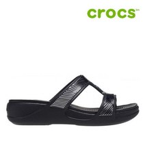 크록스 여성 샌들 41- 207144-001 Womens Crocs Monterey Metallic Slip-On Wedge Black