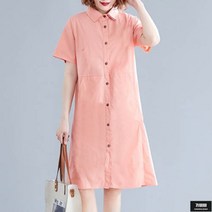 가바바 여성 셔츠원피스 딸기우유색이 귀여운 카라넥 롱원피스 G53995
