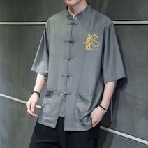 남자 7부자켓 점퍼남 브이넥 사슬상의 자수 면마-608421