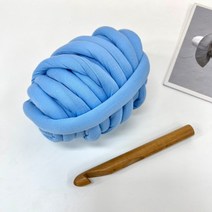 벨벳자이언트얀실 뜨개질 뜨개실 망고실 털실 자이언트얀벨벳 뜨개질실 자이언트실 패브릭얀 자이언트빅얀 자이언트얀 빅얀 두꺼운 왕모찌실 니트실 왕뜨개실, 하늘색 실 반 개 + 크로 셰 뜨개질 후크