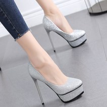 13CM 가보시 하이힐 플랫폼 스텔레토 글리터 힐 키작녀 구두