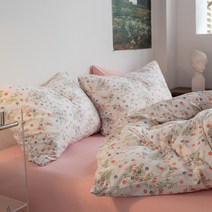 꽃무늬 모달차렵이불세트--침대 시트+이불 커버+베개 커버