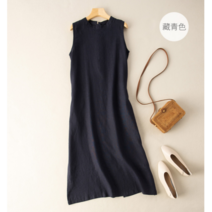 시원한 민소매 린넨 롱 원피스 여름 편안한 마원피스 중년 오피스룩 20대 30대 40대 50대