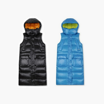 코오롱 왁 여성 경량 긴기장 다운 베스트 블랙 블루 동절 패딩 원피스 디자인 프라우덴 구스 WWVAW21803 BKX BUX