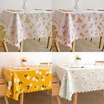 피치플라워 PVC 방수 방오 감성식탁보, 2인용(90X60cm), 오렌지 피치