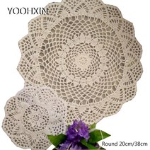 뜨거운 면 placemat cup 코스터 주방 크리스마스 테이블 place mat cloth lace crochet navidad 냅킨 냅킨 new year 웨딩 패드 254, 진한 빨강, 라운드 38cm