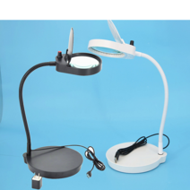 LED 탁상용 확대경 테이블 돋보기 스탠드 작업대, 블랙 PD-4S 10/20배