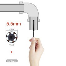 미니 내시경 카메라 방수 IP67 조정 가능한 소프트 와이어 6 led 7mm 안드로이드 USB 검사 자동차, 2차검수진행, 2m, 5.5mm and hard wire